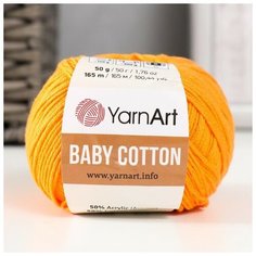 Пряжа "Baby cotton" 50% акрил 50% хлопок 165м/50гр (425 апельсин) Yarn Art