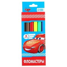 Фломастеры, 6 цветов, в картонной коробке, Тачки