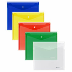 Папка-конверт на кнопке Berlingo "No Secret", А5+, 200мкм, ассорти, 5 шт. в упаковке