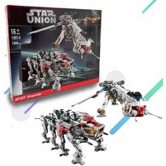 Конструктор Звездные войны Республиканский корабль с шагоходом АТ-ОТ 19014 STAR UNION 1808 деталей / Развивающий конструктор для мальчиков и девочек Dem Kinstor