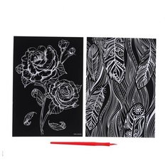 Набор гравюр «Перья и розы» с металлическим эффектом «золото», 2 шт, А5 Школа талантов