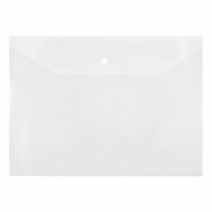 Папка-конверт на кнопке Стамм (А4, 150мкм, пластик) прозрачная, бесцветная (ММ-32272), 10шт.