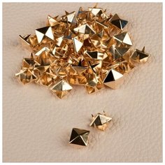 Хольнитен "Пирамида", 11 x 11 мм, 4 крепления, 50 шт, цвет золотой Арт Узор