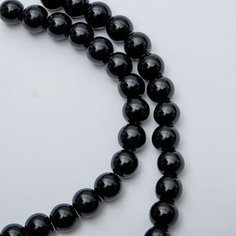 Бусины на нити шар №8 "Агат черный" (50 бусины) Romanoff