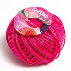 Softino Пряжа 100% джут "Softino Jute Colored" 50м ±2м ярко-розовый 50 гр