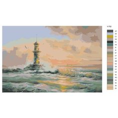 Картина по номерам V-702 "Маяк в море", 40x60 см Brushes Paints