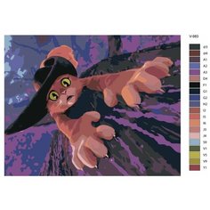 Картина по номерам V-983 "Кот в сапогах скользящий вниз", 60x80 см Brushes Paints