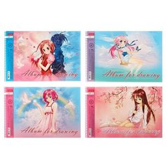 Альбом для рисования А4 24 листа на гребне "Волшебный мир", аниме, обложка мелованный картон, матовая ламинация, блок офсет, на отрыве,5В, микс Hatber