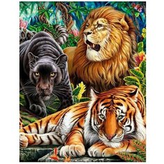 Алмазная мозаика Дикие кошки в джунглях 30x40см AC34022 Рыжий кот