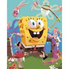 Картина по номерам ЖПН "Губка Спанч Боб ловит медуз", Раскраска 40x50 см, Мультфильмы
