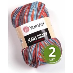 Пряжа YarnArt Jeans Crazy (Джинс Крейзи) - 2 мотка 8214 Красно-голубой принт 55% хлопок, 45% полиакрил, 50 г 160 м