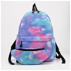Рюкзак, отдел на молнии, наружный карман, 2 боковых кармана, поясная сумка, цвет фиолетовый Нет бренда