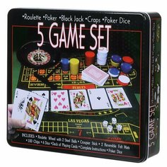 Игра настольная 5в1, 33х29х6.5 см, фишки 100 штук, колода карт, рулетка, Y6-6374 Другие бренды