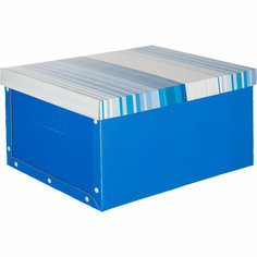 Короб архивный для хран. Attache 430х330х220 син+син. полос клепк кашир. карт