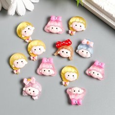 Декор для творчества пластик "Малышка с бантиком" набор 12 шт микс 1,8х2,2х0,7 см