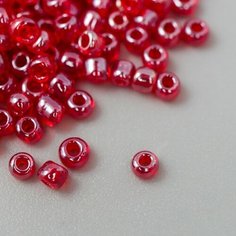 Бисер , размер №11, 20 грамм ( красный/прозр, глянцевый) , для рукоделия, плетения, вышивания Нет бренда