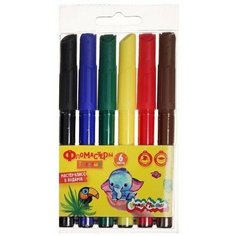 Фломастеры 6 цветов , вентилируемый колпачок, толстые 1 набор Случай