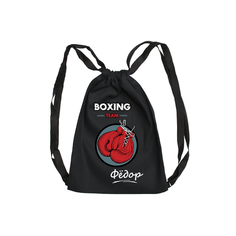 Мешок для обуви "Boxing team. Фёдор"/ Летний легкий рюкзак LETO, черный с черными лямками Uncle DAD