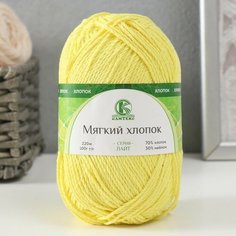 Пряжа "Мягкий хлопок" 70% хлопок, 30% нейлон 220м/100гр (030 лимон) Камтекс