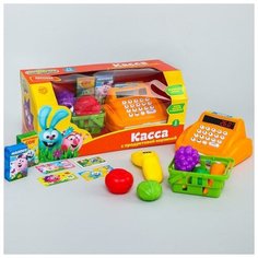 Касса со сканером и продуктовой корзиной, смешарики нет бренда