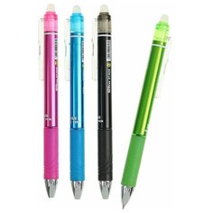 Ручка шариковая со стираемыми чернилами, линия 0,8 мм, стержень синий, корпус тонированный с резиновым держателем, микс Noname