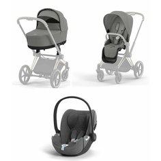 Коляска 3 в 1 NEW Cybex PRIAM IV Mirage Grey шасси Matt Black с автолюлькой Mirage Grey (Plus)
