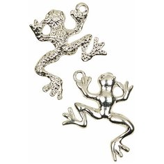 Подвеска лягушка 24х19х4 мм, отверстие - 2 мм, латунь с посеребрением, 2 шт. Kaboshon.Ru