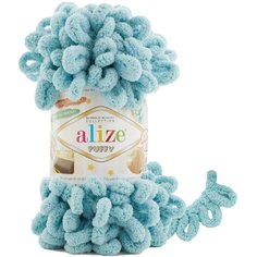 Пряжа Alize Puffy лазурный (834), 100%микрополиэстер, 9м, 100г, 3шт