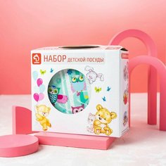 Набор детской посуды Доляна Совушки, 3 предмета, кружка 230 мл, миска 400 мл, тарелка 18 см