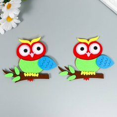 Декор для творчества войлок "Совушка на ветке" набор 2 шт 11х9 см Россия