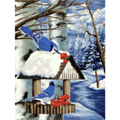 Картина по номерам Кормушка для птиц 40х50 см Hobby Home
