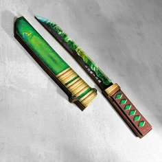 Сувенир деревянный "Нож Танто", в ножнах, зеленый Дарим красиво