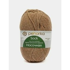 Пряжа Пехорка Носочная 2 мотка 412 Верблюжий, Шерсть 50% Акрил 50%, 100г 200м