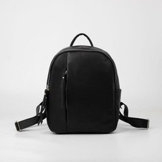 Рюкзак на молнии, наружный карман, цвет чёрный Медведково