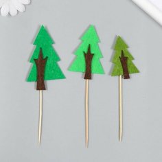 Декор для творчества войлок Ёлочки набор 3 шт h-6,5, 8, 11 см Китай