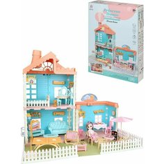 Кукольный домик "Уютный" (свет, пар, мебель,1 куклы, питомец, в коробке, 46x38x56) Нет бренда