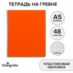Тетрадь на гребне A5 48л кл Оранжевая пласт обл, офсет Россия