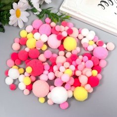 Декор для творчества "Помпончики. Розовое облако" d 1-3 см набор 135 шт Made in China