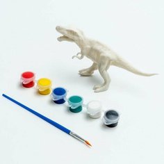 Набор для творчества Раскрась тиранозавра, краска 6 цветов по 2 мл, кисть Made in China