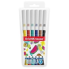 Фломастеры 6 цветов, , смываемые, вентилируемый колпачок Нет бренда