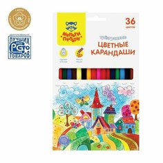 Карандаши цветные Мульти-Пульти "Невероятные приключения", 36цв, трехгран, заточен, картон, европодвес