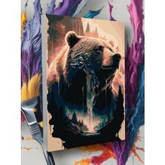 Картина по номера медведь лес животное ночь темнота пейзаж Круто красим