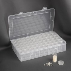 Арт Узор Набор баночек для рукоделия, 60 шт, d = 2,5 × 4,8 см, в контейнере, 28 × 17 × 5,5 см, цвет прозрачный