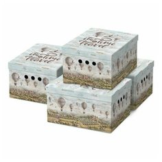 Короб для хранения из плотного микрогофрокартона 330х250х185 мм, комплект 4 шт, BRAUBERG HOME "Путешествия", 271815 271815