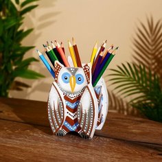 Подставка под ручки "Совушка" албезия 10х10х15 см Мастер