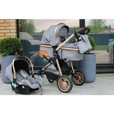 Коляска Ining baby V10 3в1 трансформер детская от 0-3 лет, серая