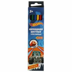 Цветные карандаши Hot Wheels набор 6 цветов трёхгранные Умка