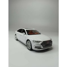 Коллекционная машинка игрушка металлическая Audi А8 для мальчиков масштабная модель 1:24 белый Alexstore