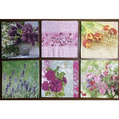 Салфетка для декупажа бумажная трехслойная (декупажная карта) 33х33 см Сирень №14 Нет бренда