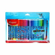 Фломастеры 24 цвета Maped COLORPEPS OCEAN LIFE, суперсмываемые, декорированные, европодвес